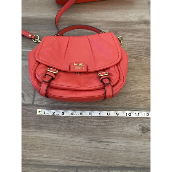 Coach Leather Madison Annabelle Papaya Pebbled Handbag Crossbody Bag In Box - Picture 13 of 16